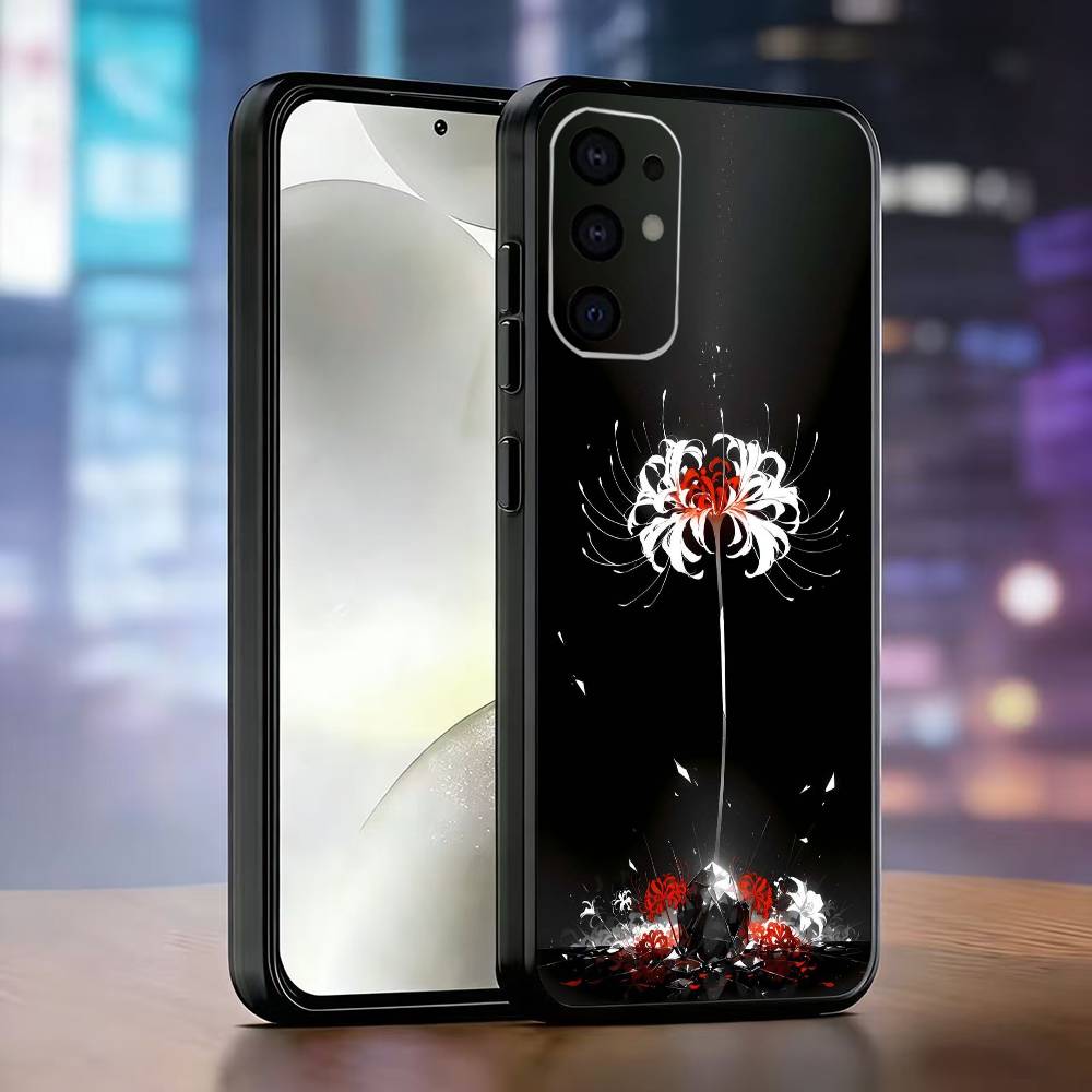 Red Spider Lily Flower of Hell Phone Case For Samsung S25,S24,S21,S22,S23,S30,Ultra,S20,Plus,Fe,Lite,Note,10,Black Cover