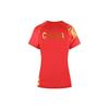 Li Ning Table Tennis Series Dragon Totem Letter Print Sports Quick-Dry Short Sleeve T-Shirt Women Tops Crimson AAYR358-1