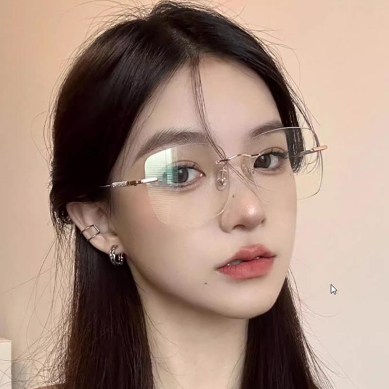 Rimless Photochromic Sunglasses Men Women Luxury Eyeglasses Trendy Outdoor Anti-Uv Color Changing Glasses