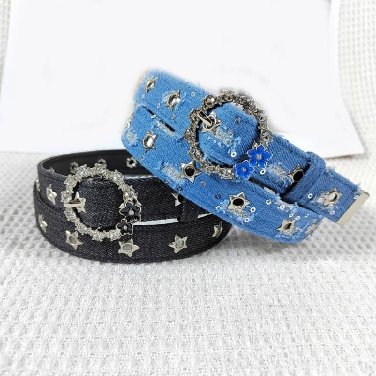 Flower Waist Chain Vintage Flower Denims Belt for Women Proms Stage and Club Party Casual Wear Elaborate Jewelry