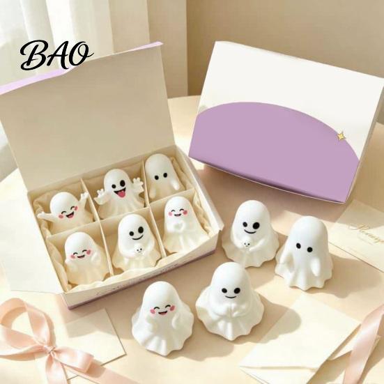 Halloween Party Table Decorations 6Pcs Ghost Figurine, Cute Pen Holder, Miniature Desk Decor, Funny Practical Holiday Decor Pencil Stand Ornament,