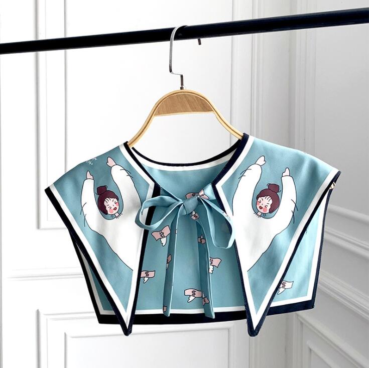 Perfect Match Printed Shawl Fake Collar Women Detachable Collars Big Lapel False Collar Shirt Thin Shawl Kragen Sahte Yaka Kraagje Nep Dames