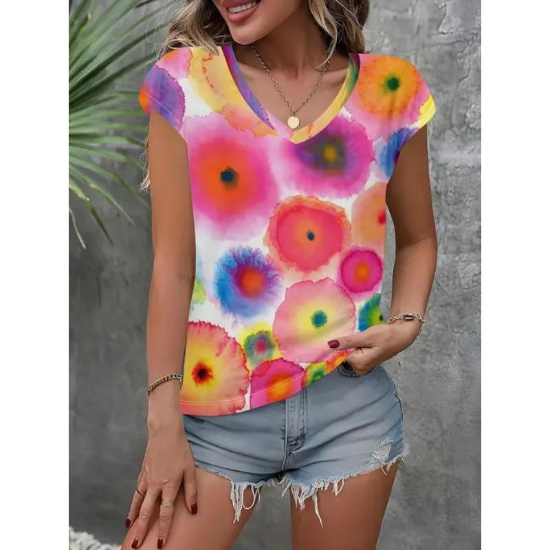 

Женские новые повседневные топы с V-образным вырезом, универсальные модные трендовые летние футболки 5XL