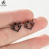 Mini Stainless Steel Geometric Earrings Black for Women Men Heart Triangle Leaf Volleyball Ear Studs Punk Piercing Pendientes