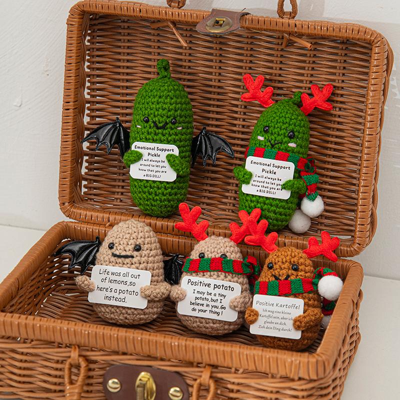 Christmas Positive Energy Dolls Handmade Christmas Desktop Ornaments Finished Knitting Ornament Navidad New Year 2025 Gifts
