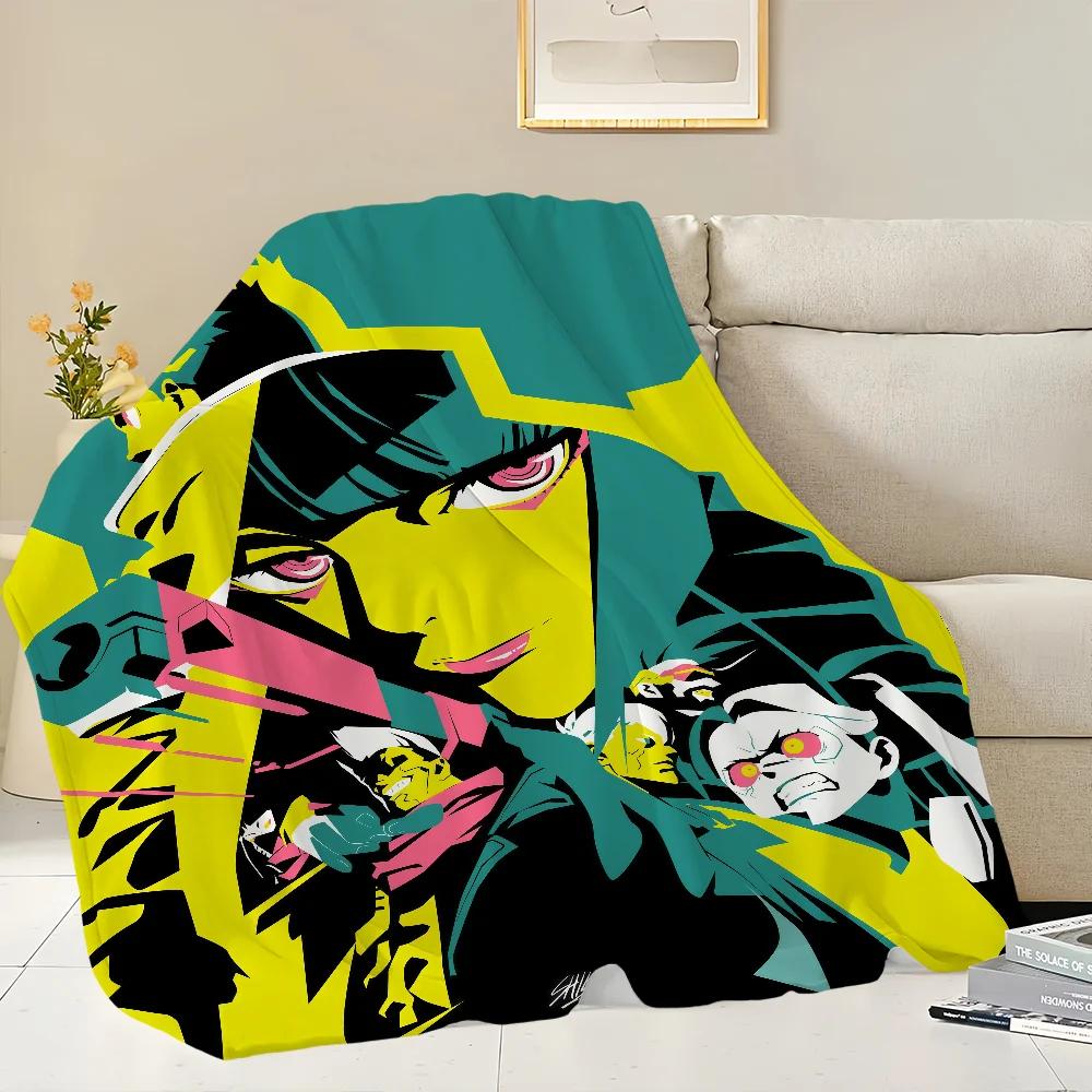 cartoon Flannel warm comfort C-Cyberpunk soft plush blanket for sofa living E-Edgerunners room office anime bedroom travel gift