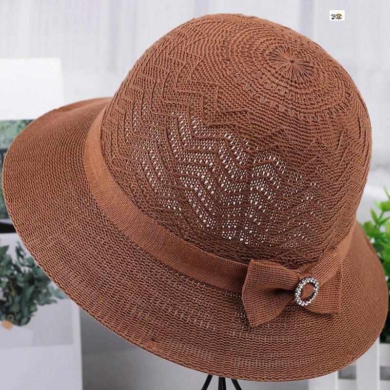 WTEMPO Spring Summer Solid Color Foldable Sunscreen Bucket Hats Wide Brim Travel Beach Breathable Bow Sun Hats