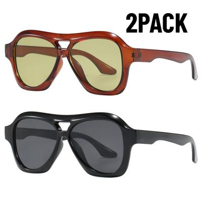 2PACK Fishing Sunglasses Men Women Protection Eyeglasses Trend New Simple Large Frame UV400 Goggles Retro Full-frame Sun Glasses