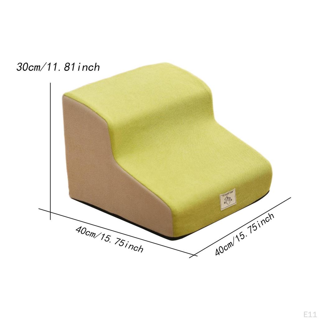 Dog Stair 2 Steps Ladder Portable Non Slip Removable Washable Cover Pet Stairs for Older Dogs