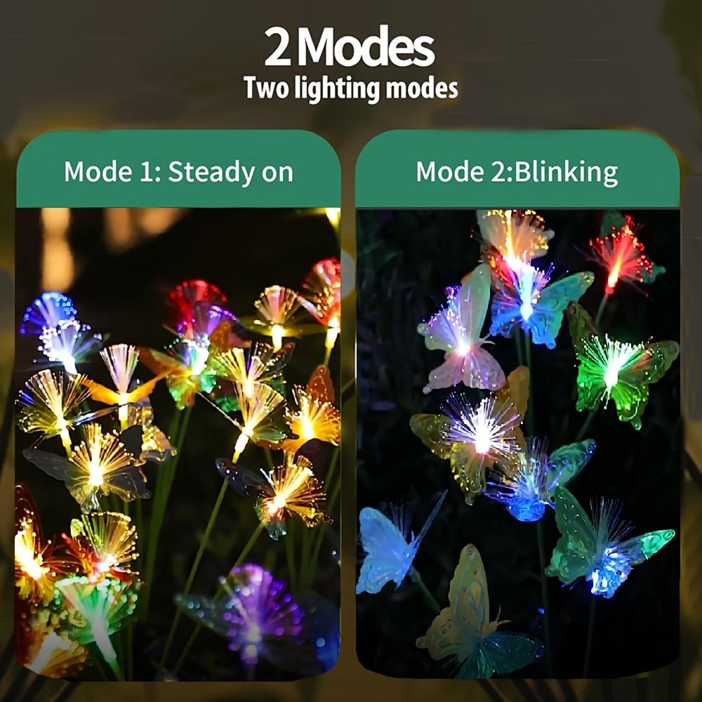 Solar Powered Waterproof Fiber Optic Butterfly Stake Lights Color Changing Fairy Lights for Outdoor Garden Patio Yard Wedding