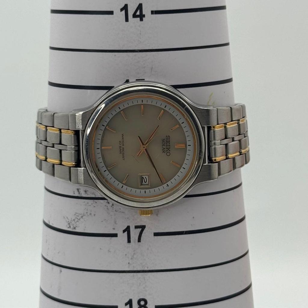 Used SEIKO Solar Beautiful Condition Watch Men's 5K22-0A30 Date Rare