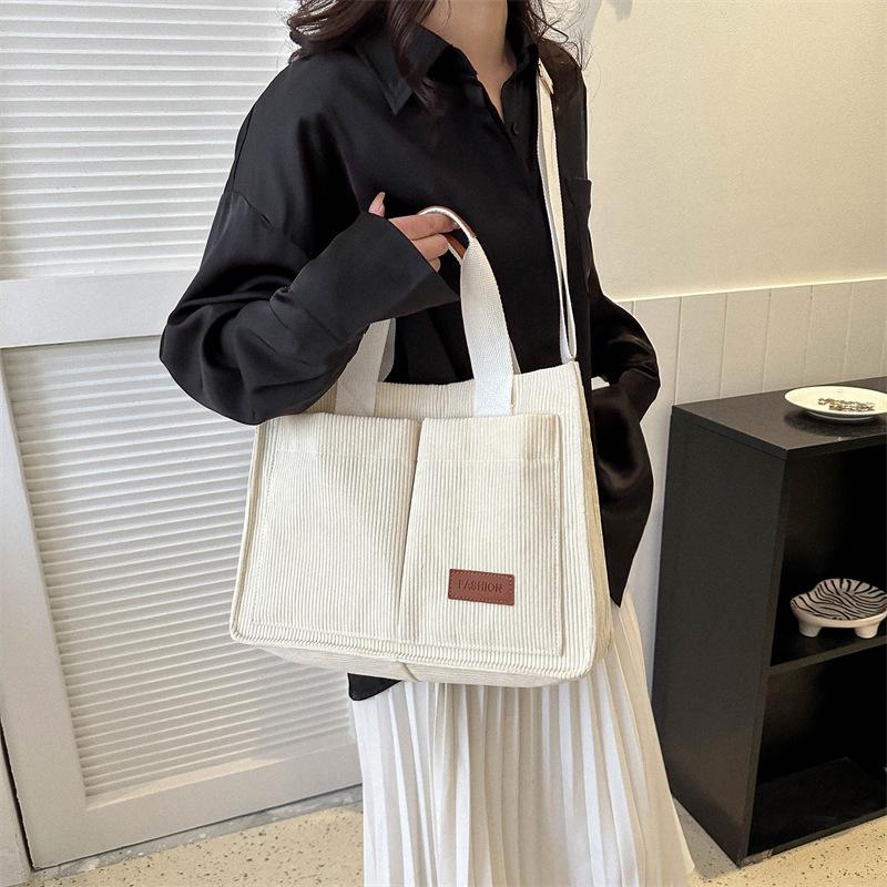 Women's Corduroy Tote Bag Large Capcity Handbags for Ladies Commuting Crossbody Bag Messenger Shoulder Bag Female Handbag