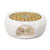 Porcelain Teapot Heater Hollow Frame Round Teapot Warmer Base with Alloy Cushion and Candle Holder