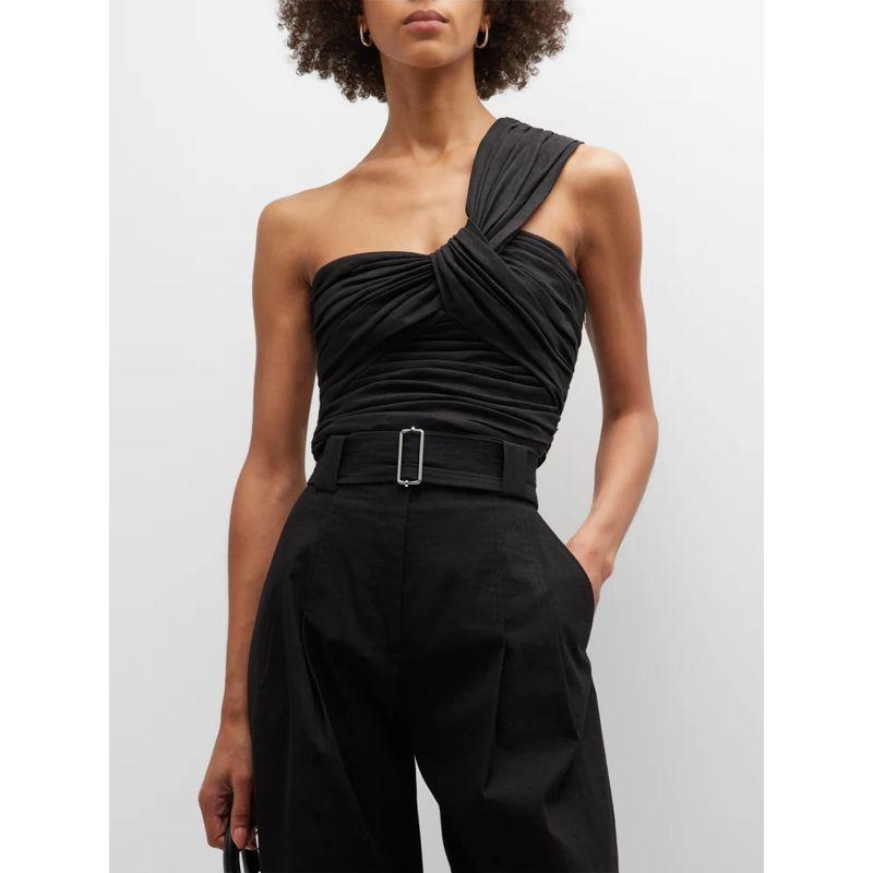 

Модный стиль модал, нишевая майка на одно плечо Black S