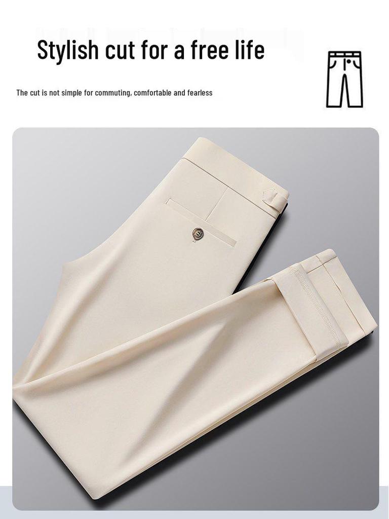 Year-Round Stock: Loose Fit Straight-Cut Business Suit Pants