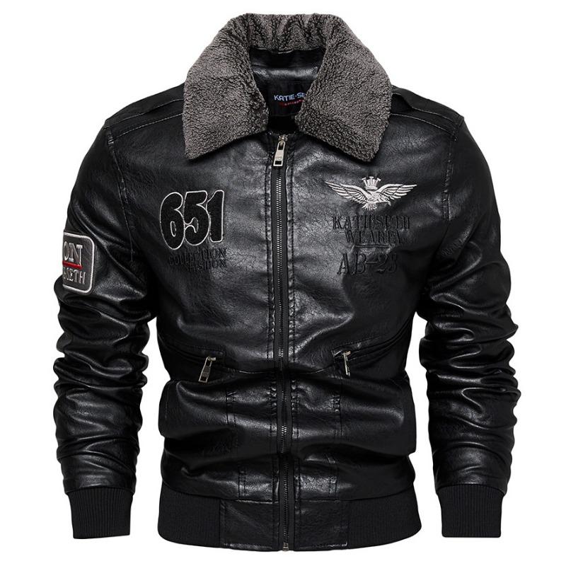 Motorcycle Lapel Leather Jacket Men's Fashion Retro Large Size Leather Jacket