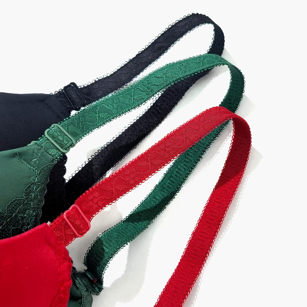 3pcs Christmas Palm Pad Bra Set, Thick Padded Underwire Push Up Lingerie for Lift & Contour