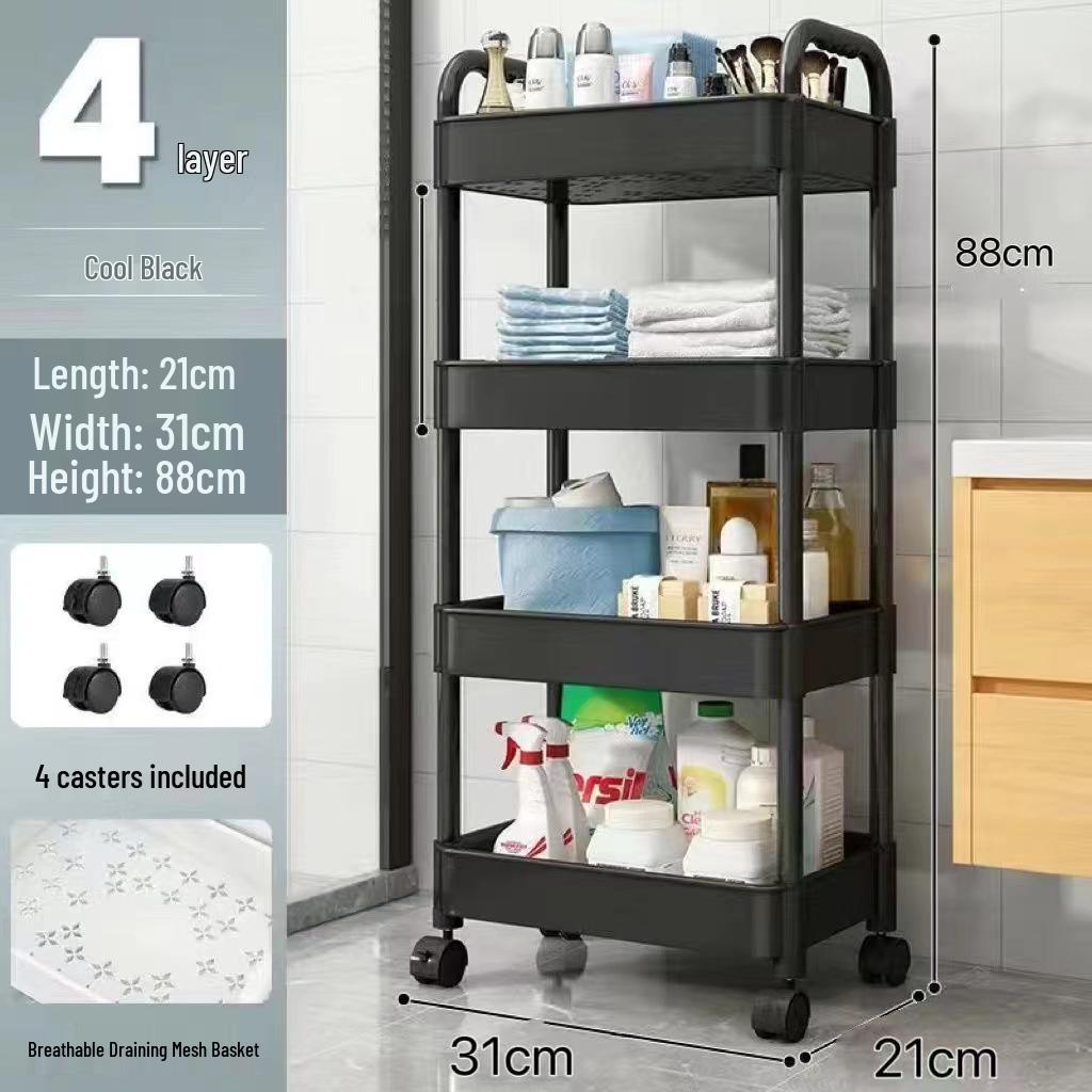 Multifunctional Movable Storage Rack Cart for Kitchen, Bathroom, and Snacks