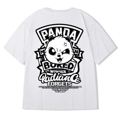 New Handome Panda Bear Pattern Print Short Sleeved Men Oversized T-shirt Summer Casual Men Round Neck Tops Men's Clothing