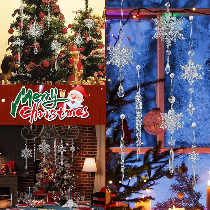 5/10Pcs Christmas Decoration Xmas Tree Hanging Pendant Ornaments for Home Room Decor Acrylic Snowflake Navidad 2026 Accessory