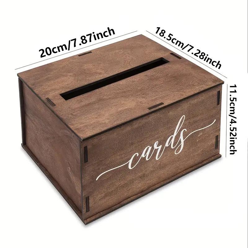 Solid Wood Wedding Card Box with Slots for Gift Card Storage - Elegant Wedding Party Decoration
