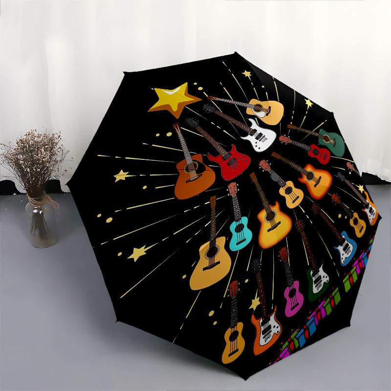 Guitar Christmas Tree- Automatic Umbrella,Suitable for Men and Women, Outdoor Accessories, Suitable for Birthdays 1013b