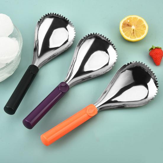 

Smoothie Spoon Stainless Steel Ice Cream Spoon Serving Tool with Serrated Head Design Easy Grip Dessert Scoop Kitchen Utensil помаранчевий