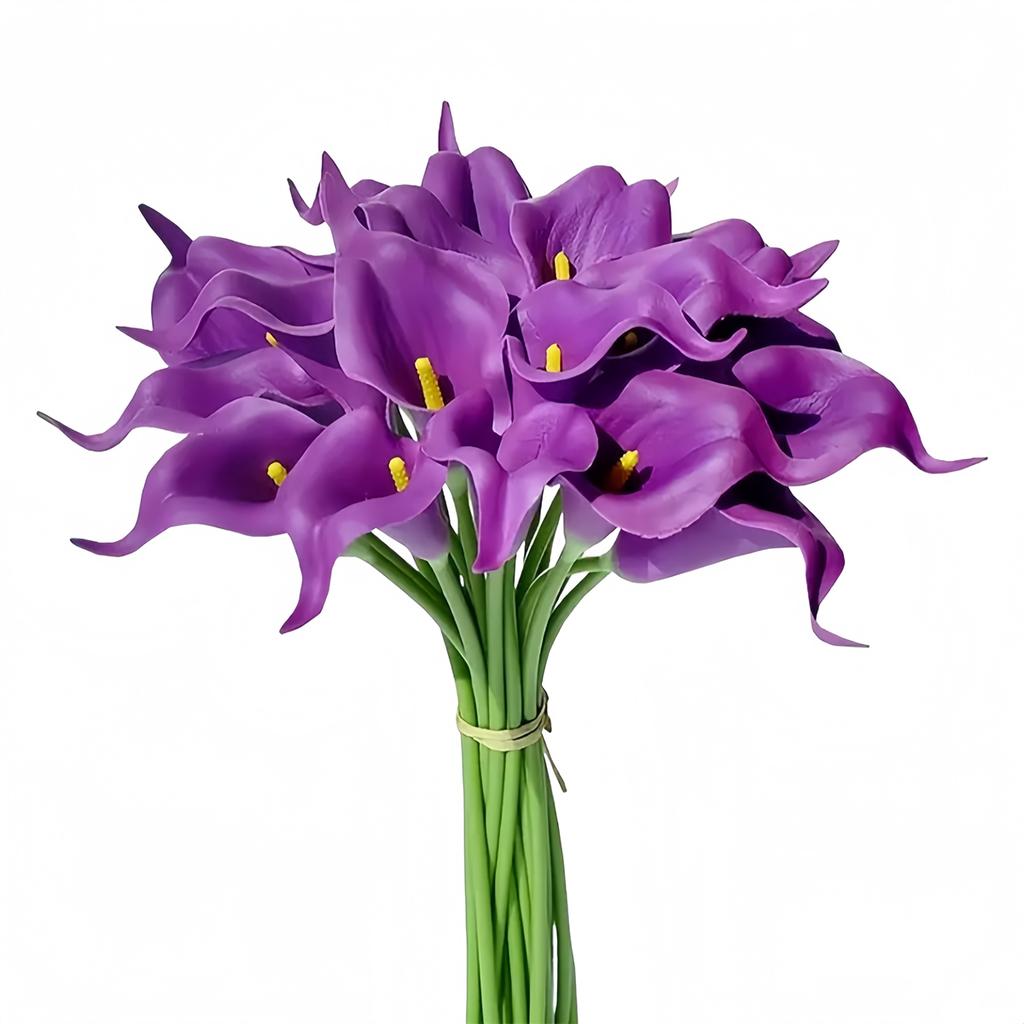 10 Stück PU Künstliche Calla Lilien 35 cm Strauß für Hochzeitszeremonie, Tischdekoration und Heimdekoration