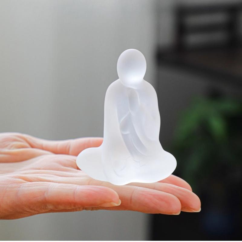 Ancient glazed little monk teapet creative ornament frosted zen glass Tathagata small Buddha statue kung fu tea set tea ceremony