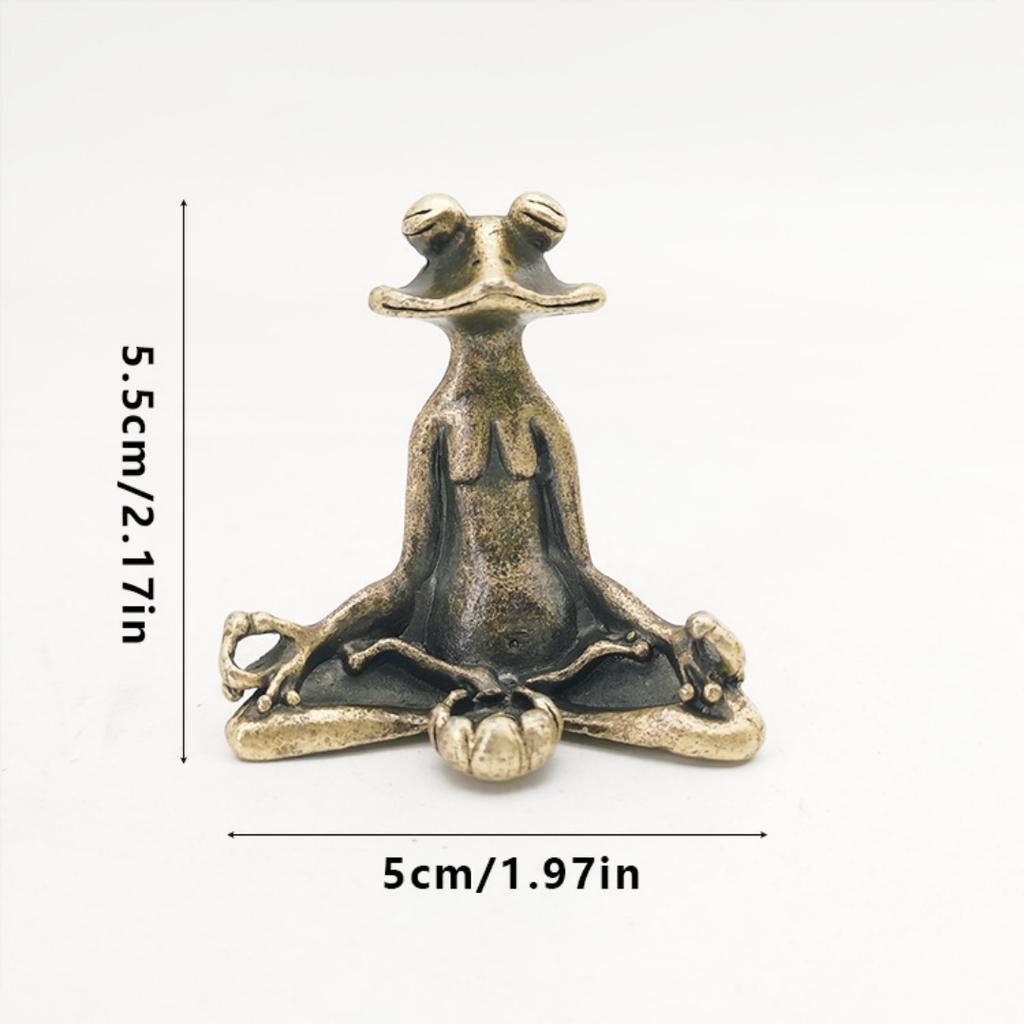 Antique Brass Meditation Zen Frog Statue Ornament Copper Animal Sculpture Incense Burner Home Desk Decorations