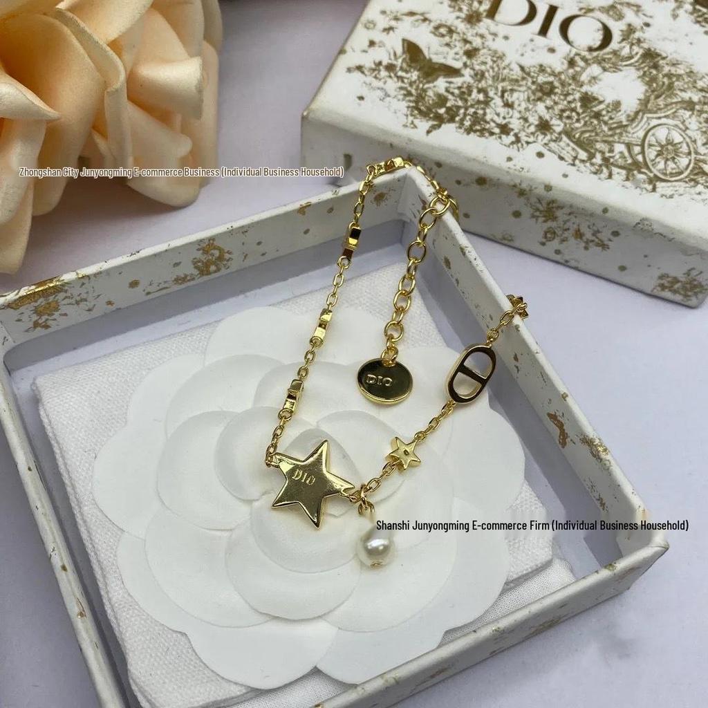 High-Quality Di Jia Letter Star Chain Tassel Pearl Bracelet - Women's Chic Fashion Jewelry
