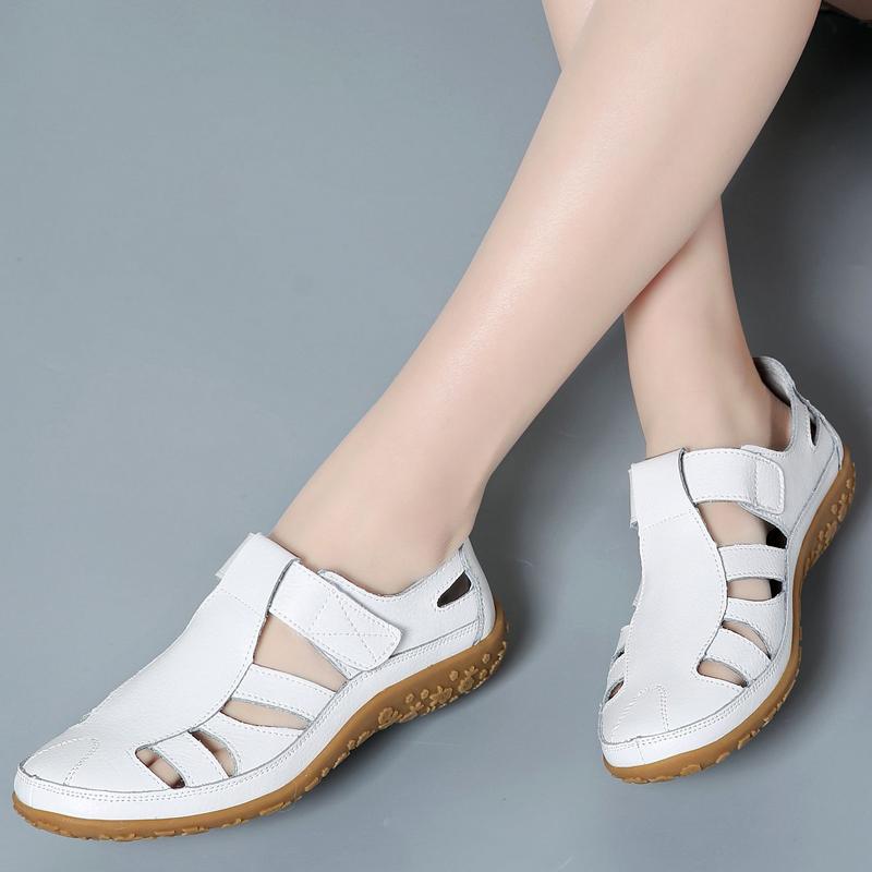 Mary Sandals Essentials Womens Summer Jane Beach Breathable Flat Shoes Closed Toe Casual Soft Walking Sandals For Girl Plus Size