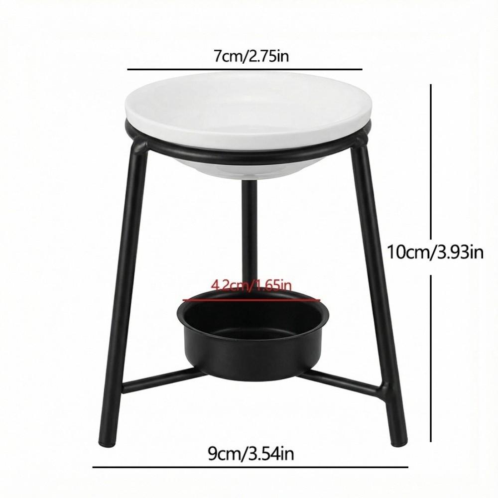 Ceramic Bowl Aromatherapy Stove Iron Base Metal Rack Essential Oil Burner Romantic Hollow Out Tealight Holder Spa Meditation