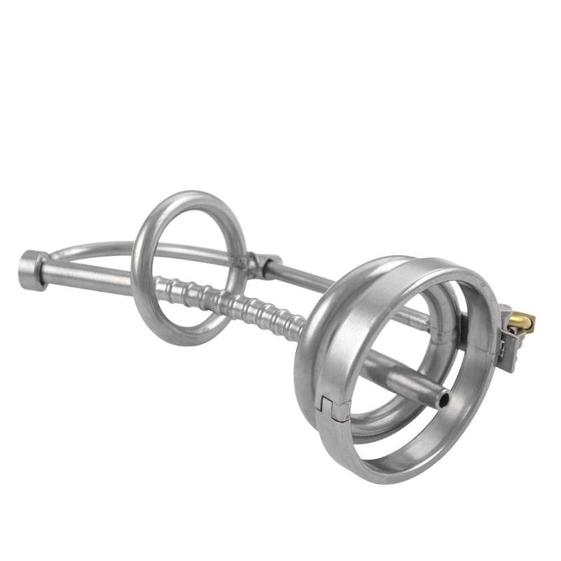 Cușcă de castitate Tub cu sunete lungi pentru cușcă de blocare din oțel inoxidabil, argintiu