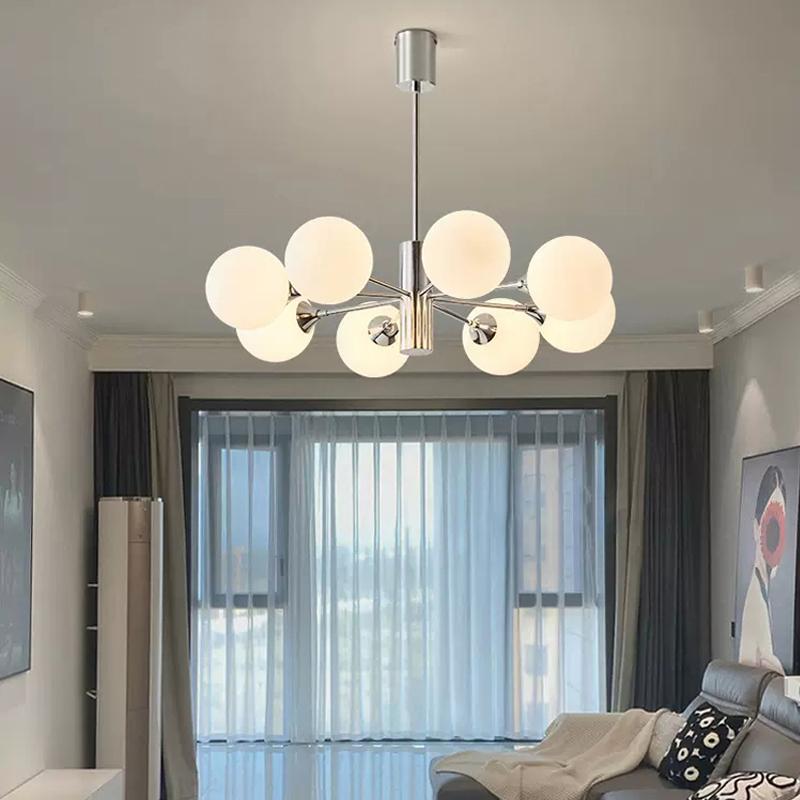 Nordic Glass Pendant Light Modern LED White Multihead Hanging Lamp For Dining Room Bedroom Living Room Indoor Decoration Fixture