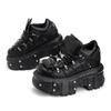 Woman Sneakers New Punk Style Women Shoes Gothic Ankle Rock Boots Lace-Up Heel Height Platform Shoes Woman Metal Decor