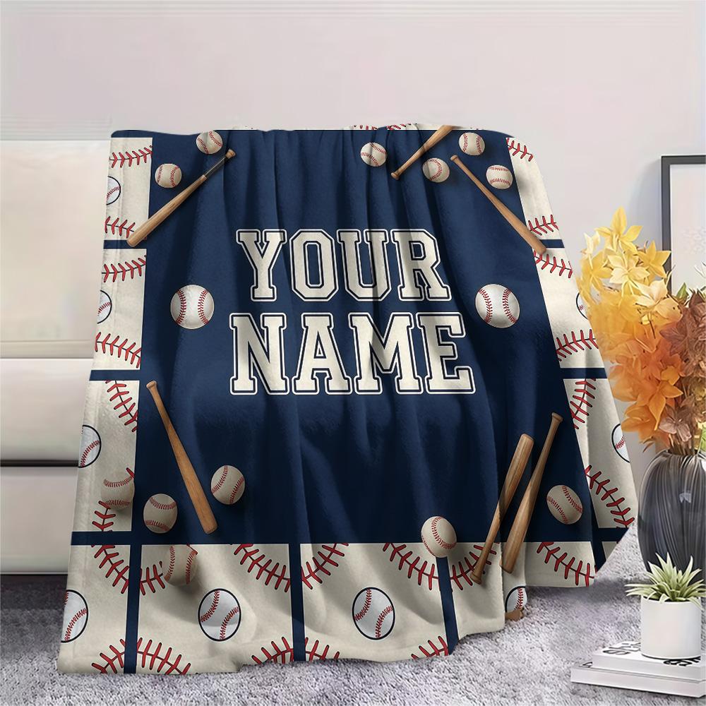 Custom Name Multi Sport Graphic Flannel Blanket, High Quality Comfortable for All Seasons, Home Decor, Warmth and Comfort