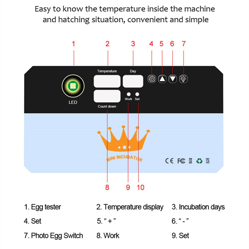 Mini Inkubator Domowy Inkubator Wylęgarka 15 Jaj Automatyczny Regulator Temperatury dla Kur Kaczek Przepiórek Gęsi Gołębi