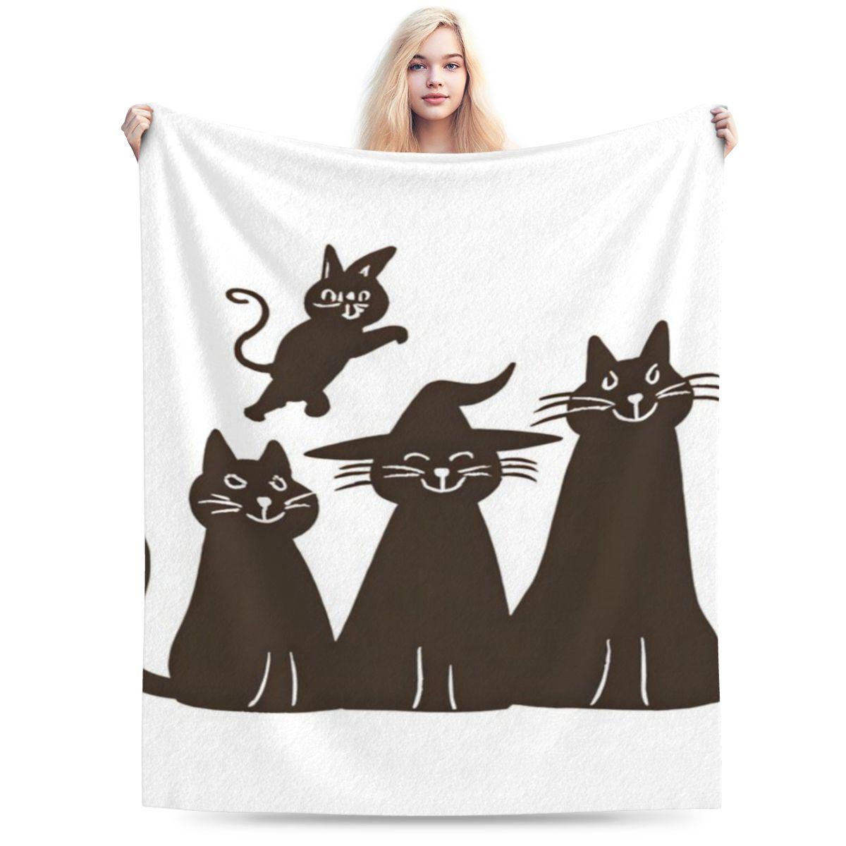 

Four Quirky Black Cats Custom Soft Gift An UltraSoft Micro Fleece Blanket 75x100cm 30x40in