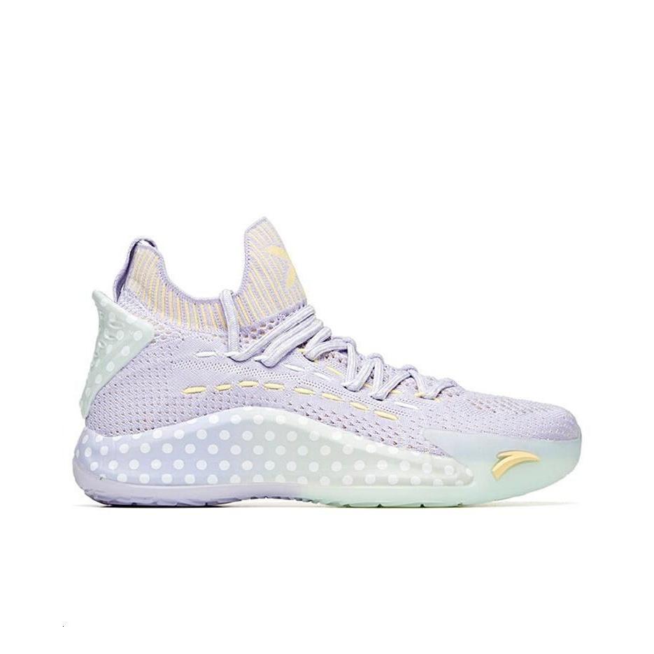 Anta Pechoin X  Shock Absorbing Non-Slip Durable Mid-Top Basketball Shoes Women Basketball Shoes Purple Green 122021102-3