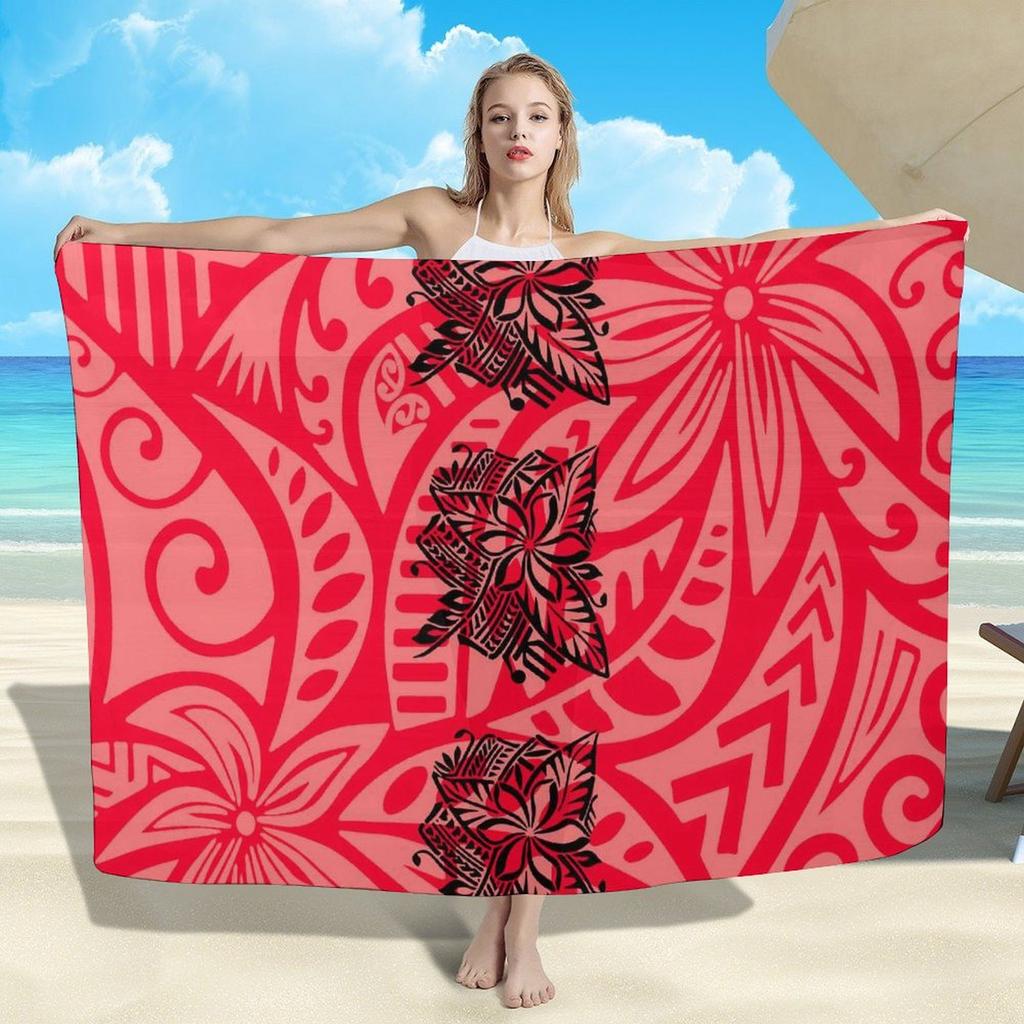 Summer Lightweight Women'S Sarong Shawl Polynesian Customizable Pattern Beach Essential Sun And Windproof Cape