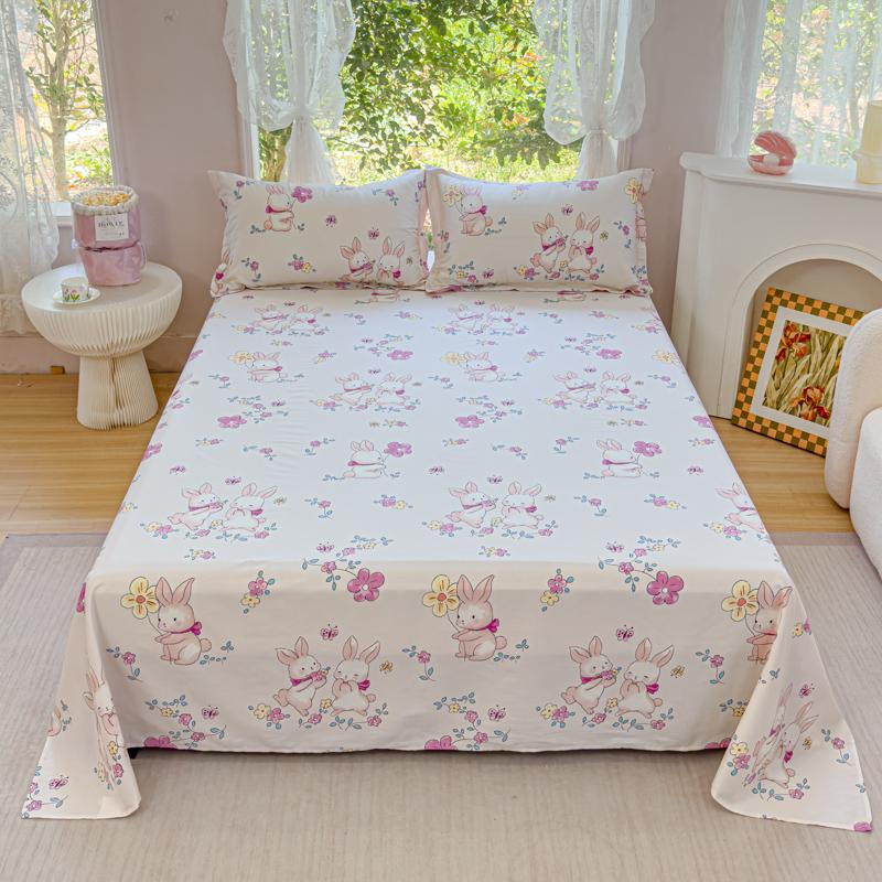 1pc 100% Cotton Bedsheet Cartoon Style Bed Linen Skin-friendly Flat Bed Sheet Adults Kids Sheets Drap De Lit (No Pillowcase)