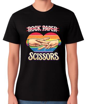 Rock Paper Scissors T-Shirt Funny LGBT Sex Lesbians Gay Pride Retro Graphic Tee