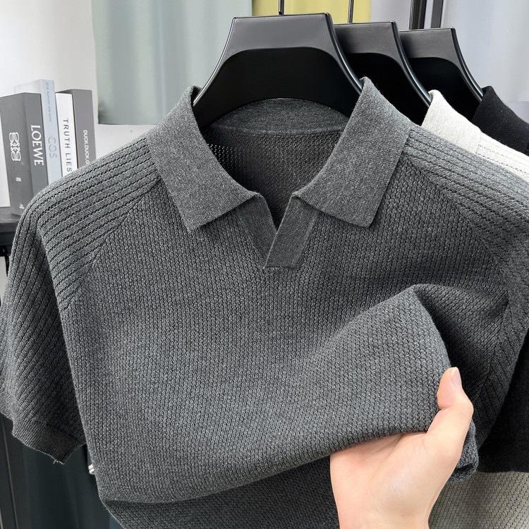 Men s T-Shirt Short Sleeve Lapel Collar Breathable Summer Men s M