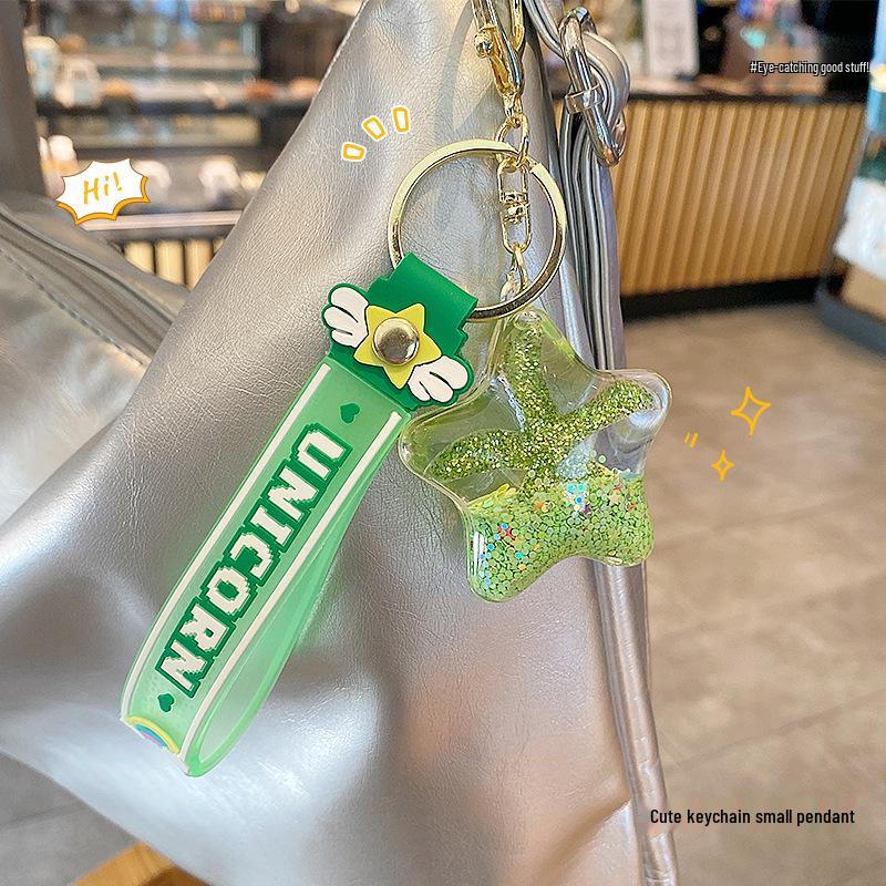 Breloc Stea de Mare Nisip Mișcător Ulei: Pandantiv Exquisit pentru Genți de Damă, Studenți și Copii - Decor Drăguț cu Ghiozdan Flotant