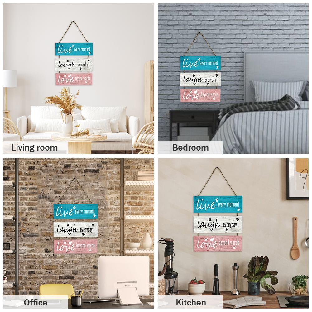 Live Laugh Love Quotes Inspired Hanging Sign Wooden Wall Hanging Sign Sign Wall Decor Art for Home Dining Room Bistro Coffee Bar