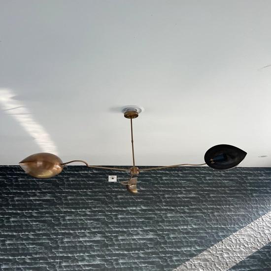 3 Arm Starburst Light Fixture, Mid Century Modern Brass Ball Sputnik Ceiling Light
