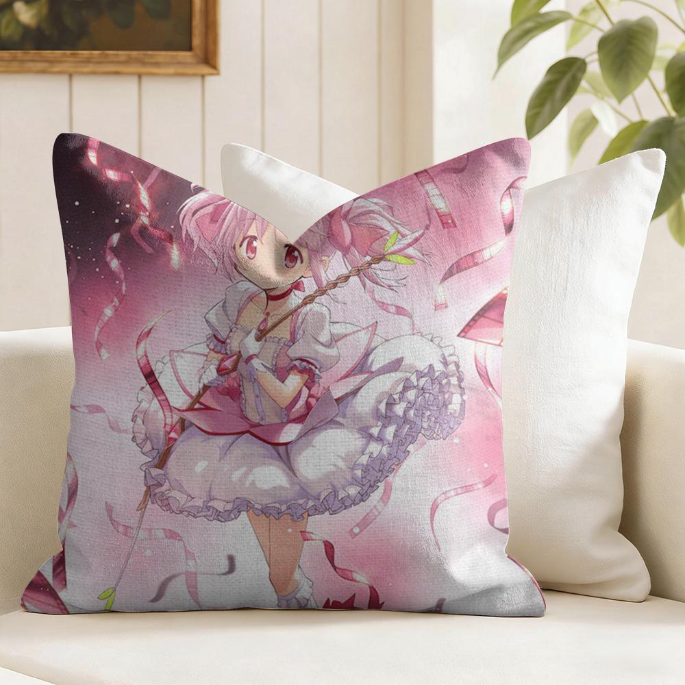 Puella Magi Madoka Cute Cushion Cover Eco Linen Pillow Case DoubleSided Print Breathable Durable Zipper Home Decor Gift