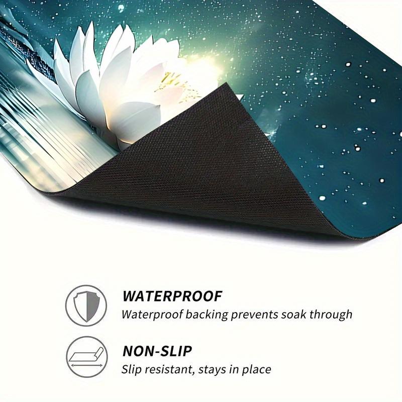 1Pcs Rubber Drying Mat With Lotus Pattern For Coffee Shop Restaurant Kitchen Carpet Tableware Durable Diatom Mud Table Mat Pet Mat Coffeeware