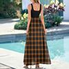 Ladies' Plaid Printed Summer Casual and Fashionable Sleeveless Long Dress